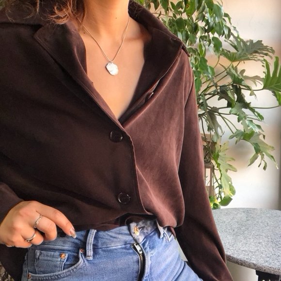 SOLD! Vintage | Wayne R. Boxy Brown Button Up - Picture 3 of 8